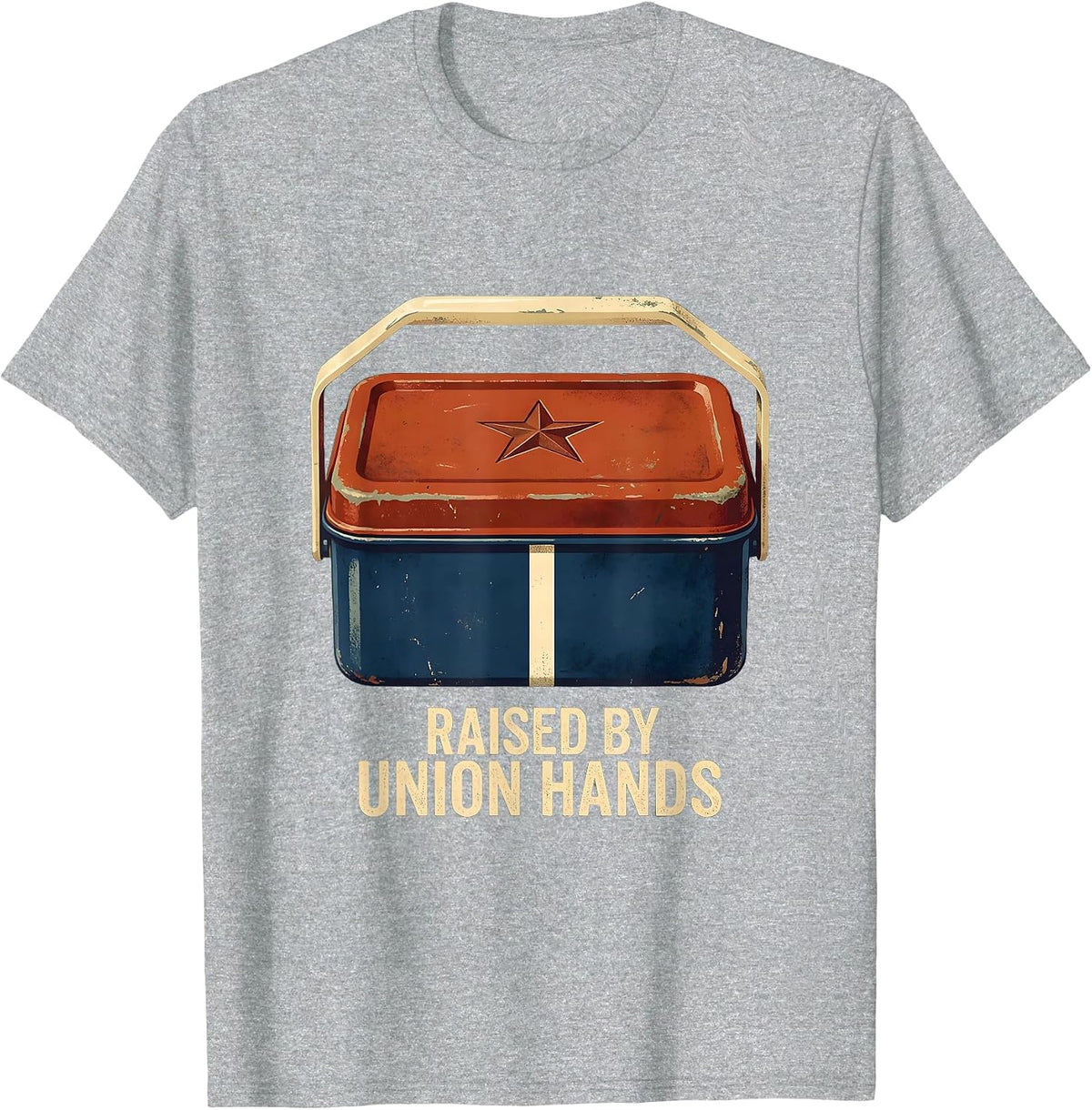 Men's Raised By Union Hands Vintage Union Worker Labor Day Pride T-Shirt - Heather Grey