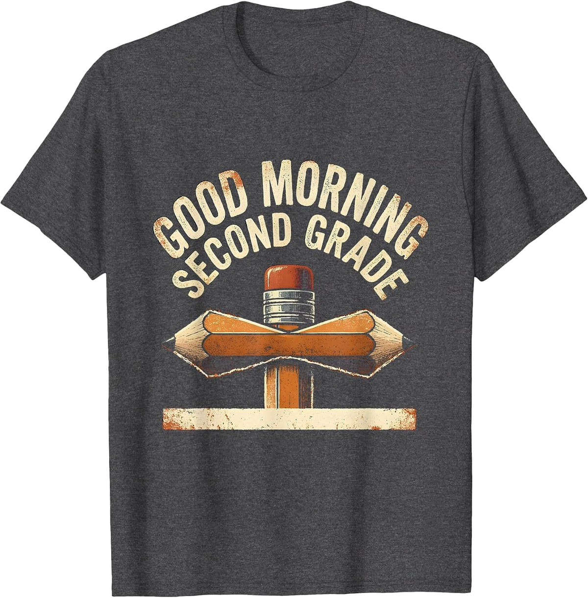Men's Good Morning, Second Grade Cute Coquette Bow Back to School T-Shirt - Dark Heather Grey