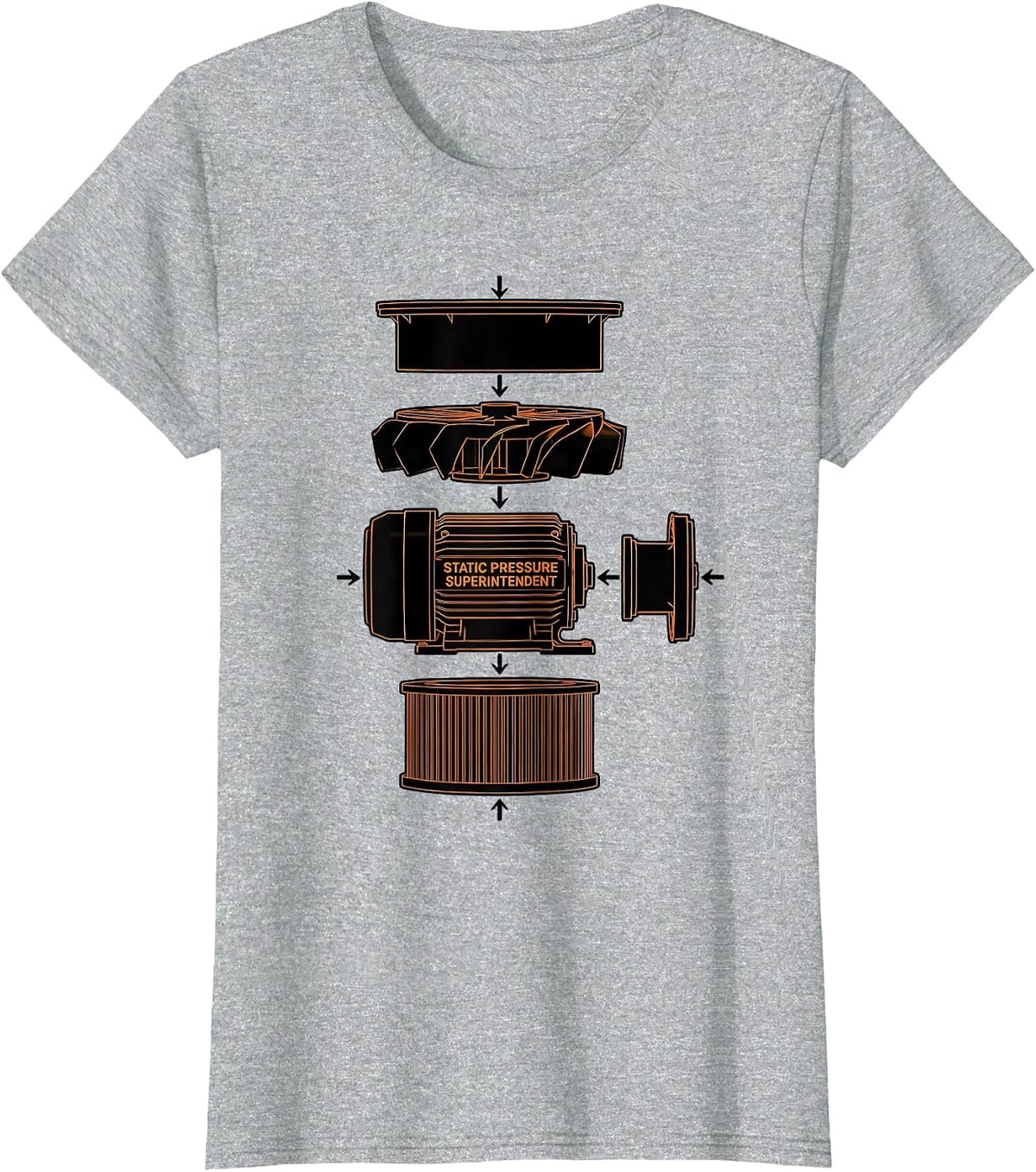 Static Pressure Superintendent Funny HVAC Technician Humor T-Shirt - Heather Grey