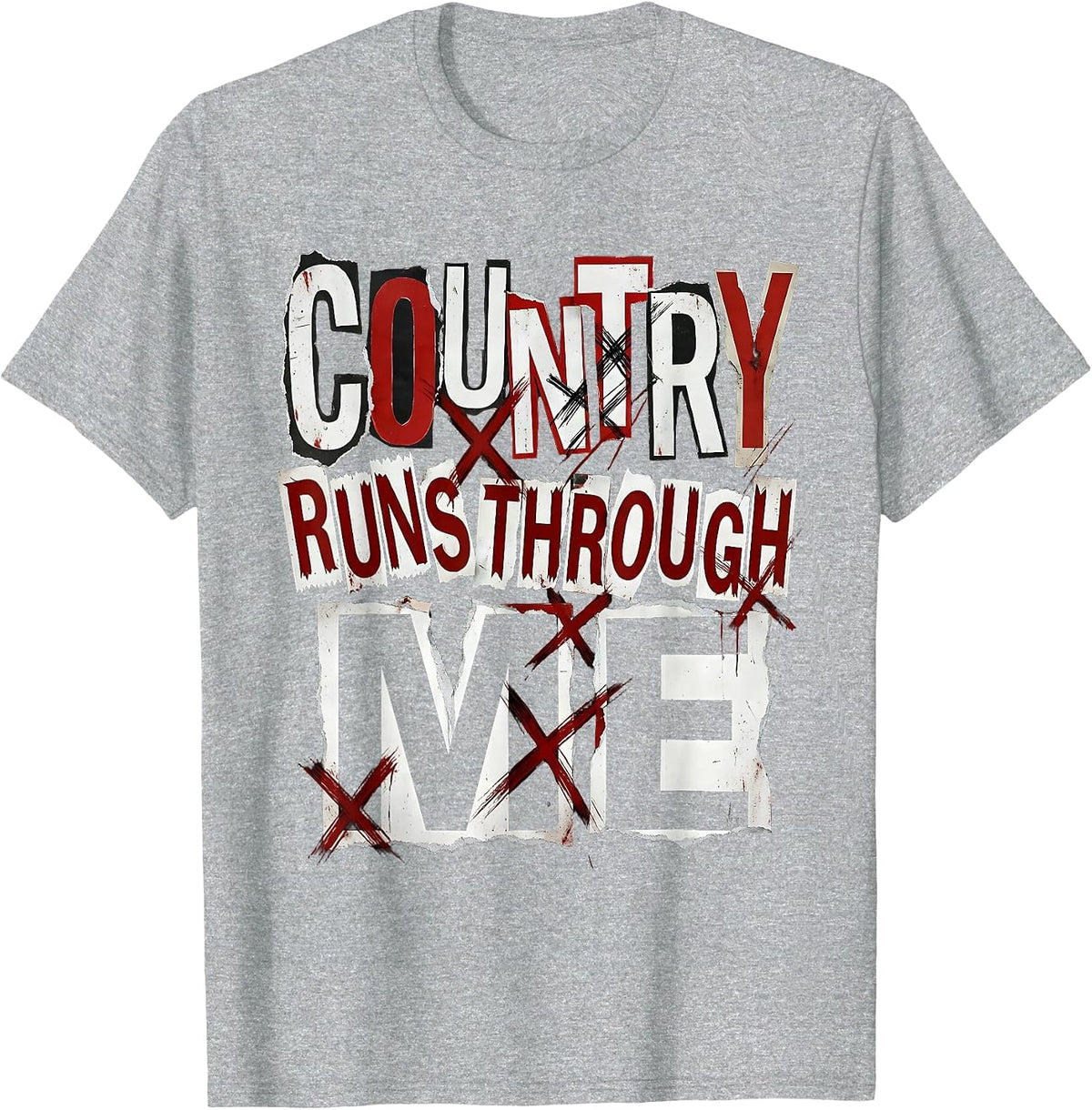 Men's Country Runs Through Me Cowgirl Design T-Shirt - Heather Grey