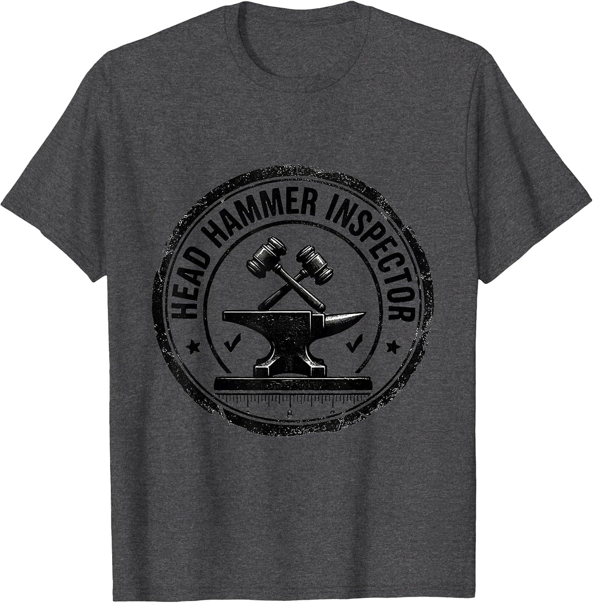 Men's Head Hammer Inspector Funny Blacksmith Forge Hobbyist Gift T-Shirt - Dark Heather Grey