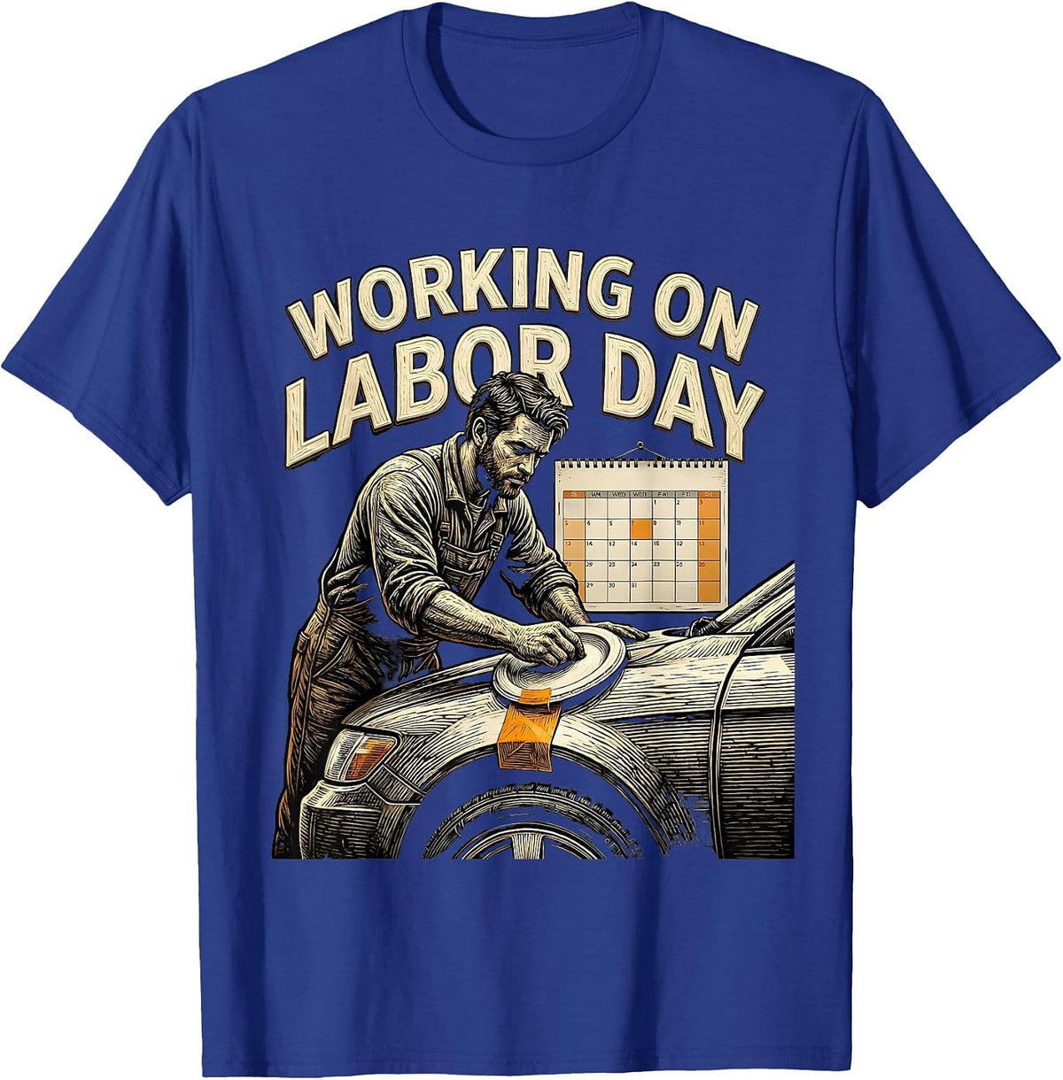 Men's Working On Labor Day Funny Tradesman Humor T-Shirt - Royal Blue