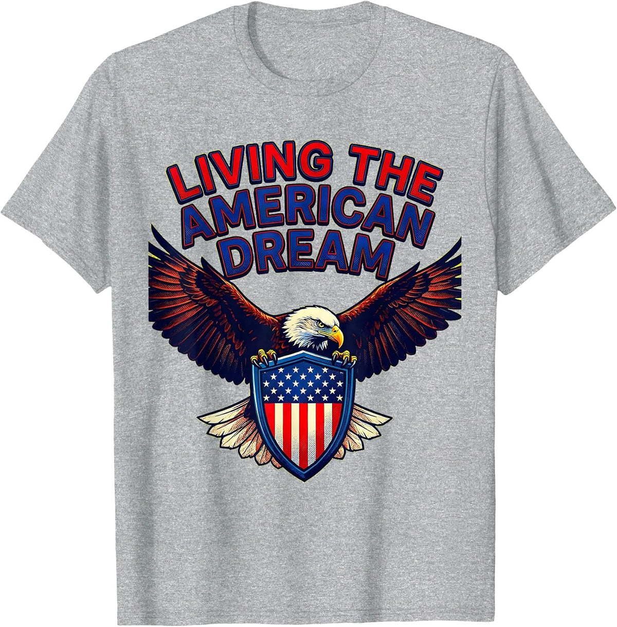 Men's Living the American Dream Patriotic Design T-Shirt - Heather Grey