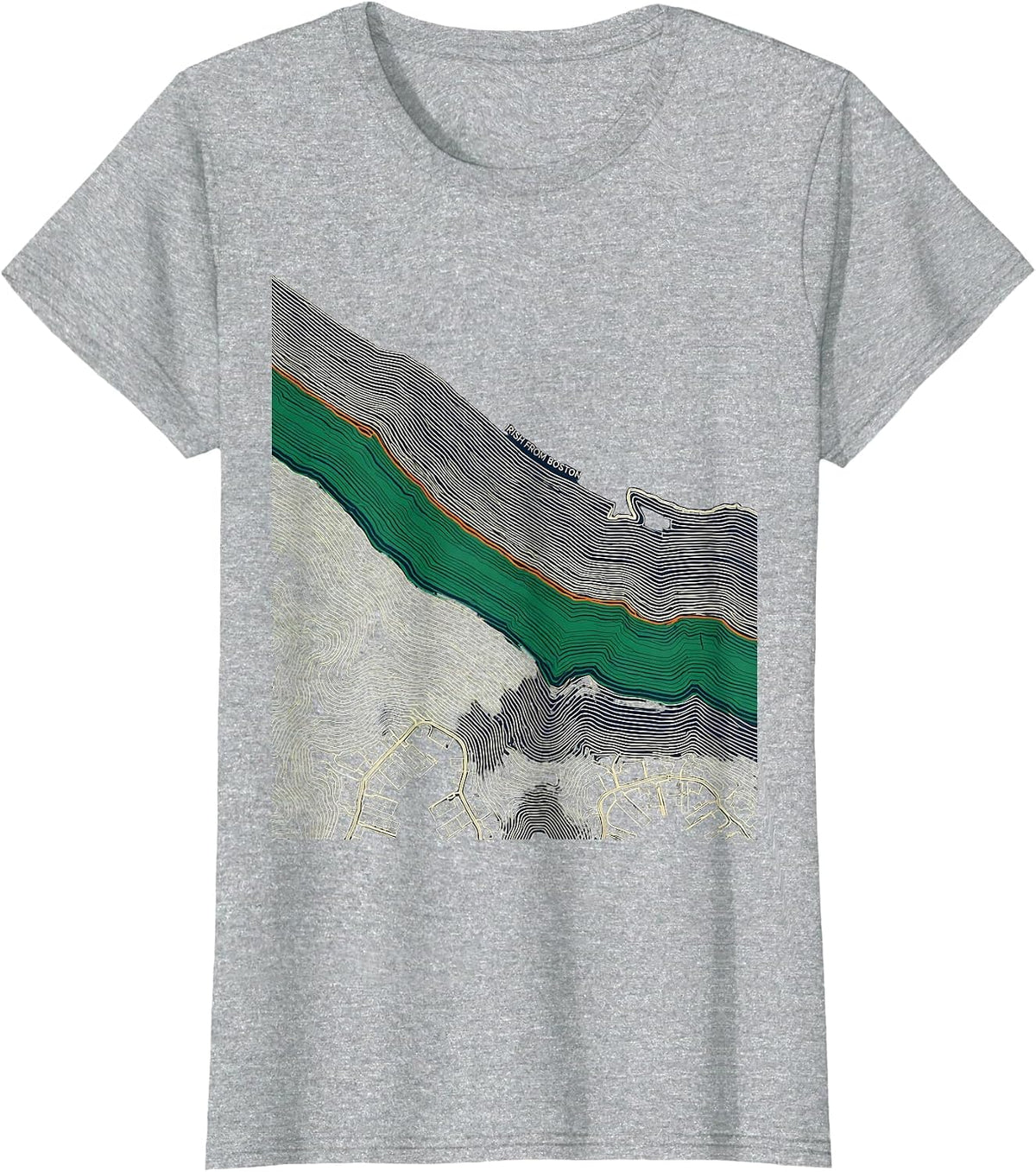 Irish From Boston Topographic Contour Bostonian Irish T-Shirt - Heather Grey