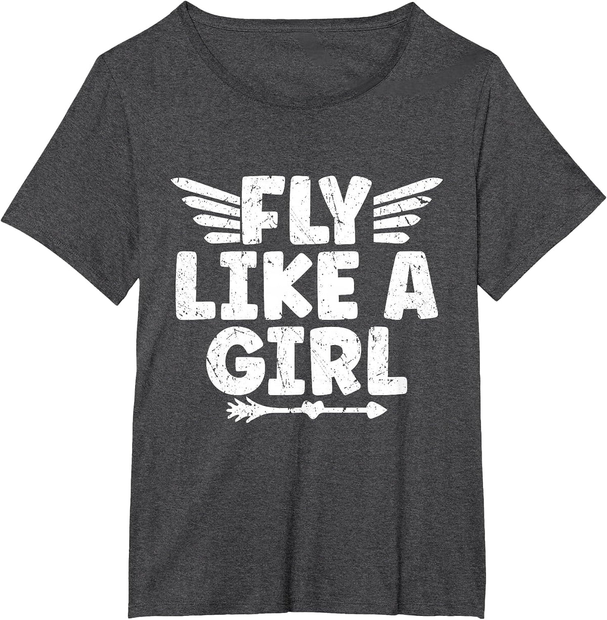 Fly Like A Girl Pilot Aircraft Airline T-Shirt - Dark Heather Grey