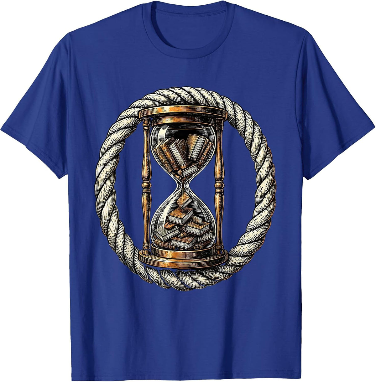 Men's Hourglass Books Time Flies Reading Lover Gift T-Shirt - Royal Blue