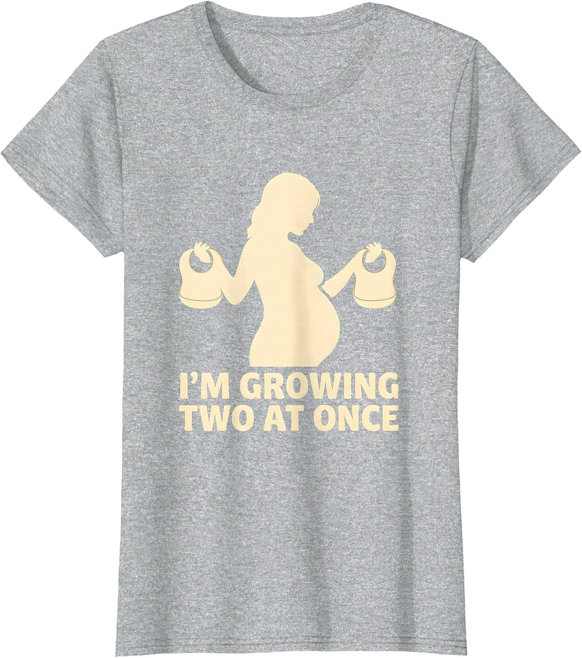 I'm Growing Two At Once Funny Twin Mom Pregnancy T-Shirt - Heather Grey