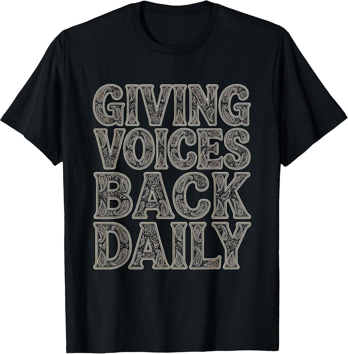 Men's Giving Voices Back Daily Speech Therapy Design T-Shirt - Black