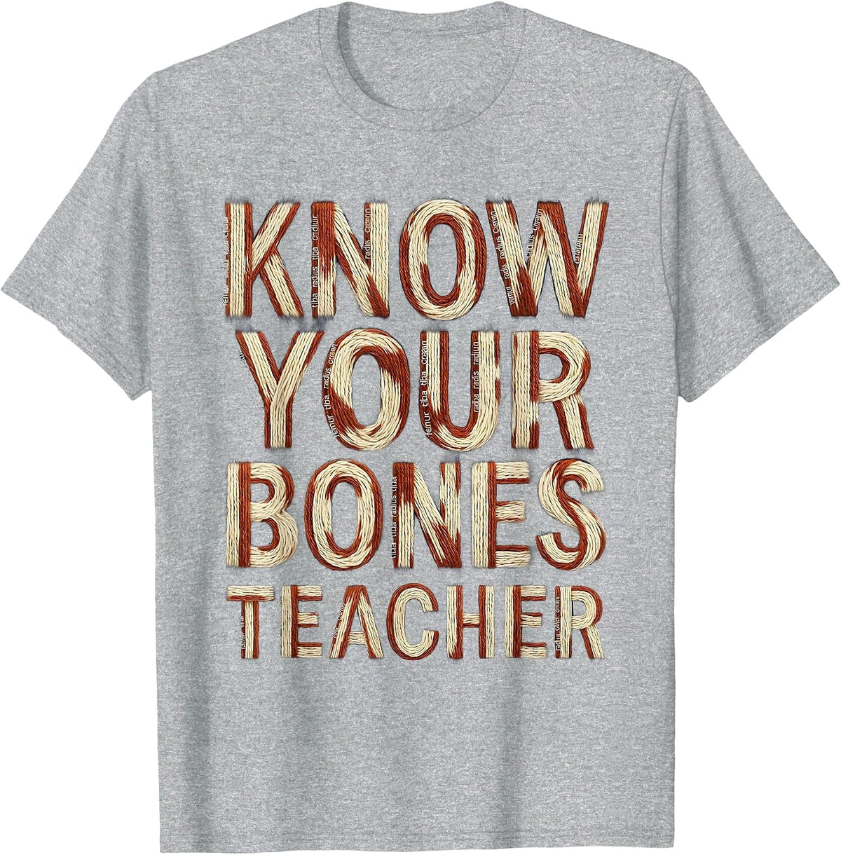 Men's Know Your Bones Halloween Teacher Skeleton Design T-Shirt - Heather Grey