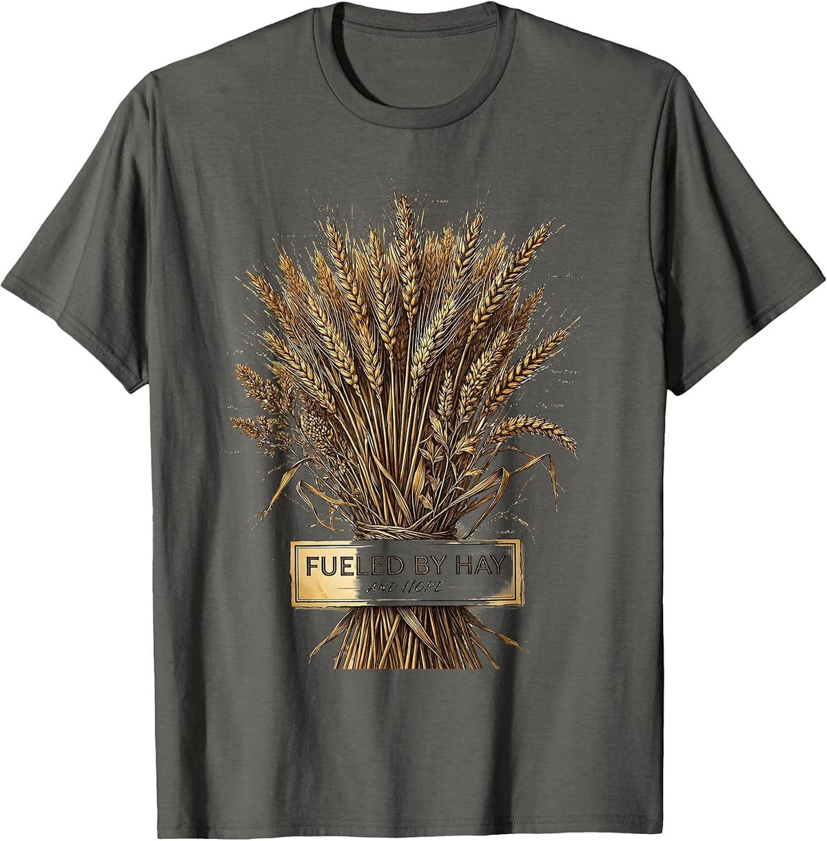 Fueled by Hay and Hope Horse Lover Design T-Shirt - Asphalt Grey
