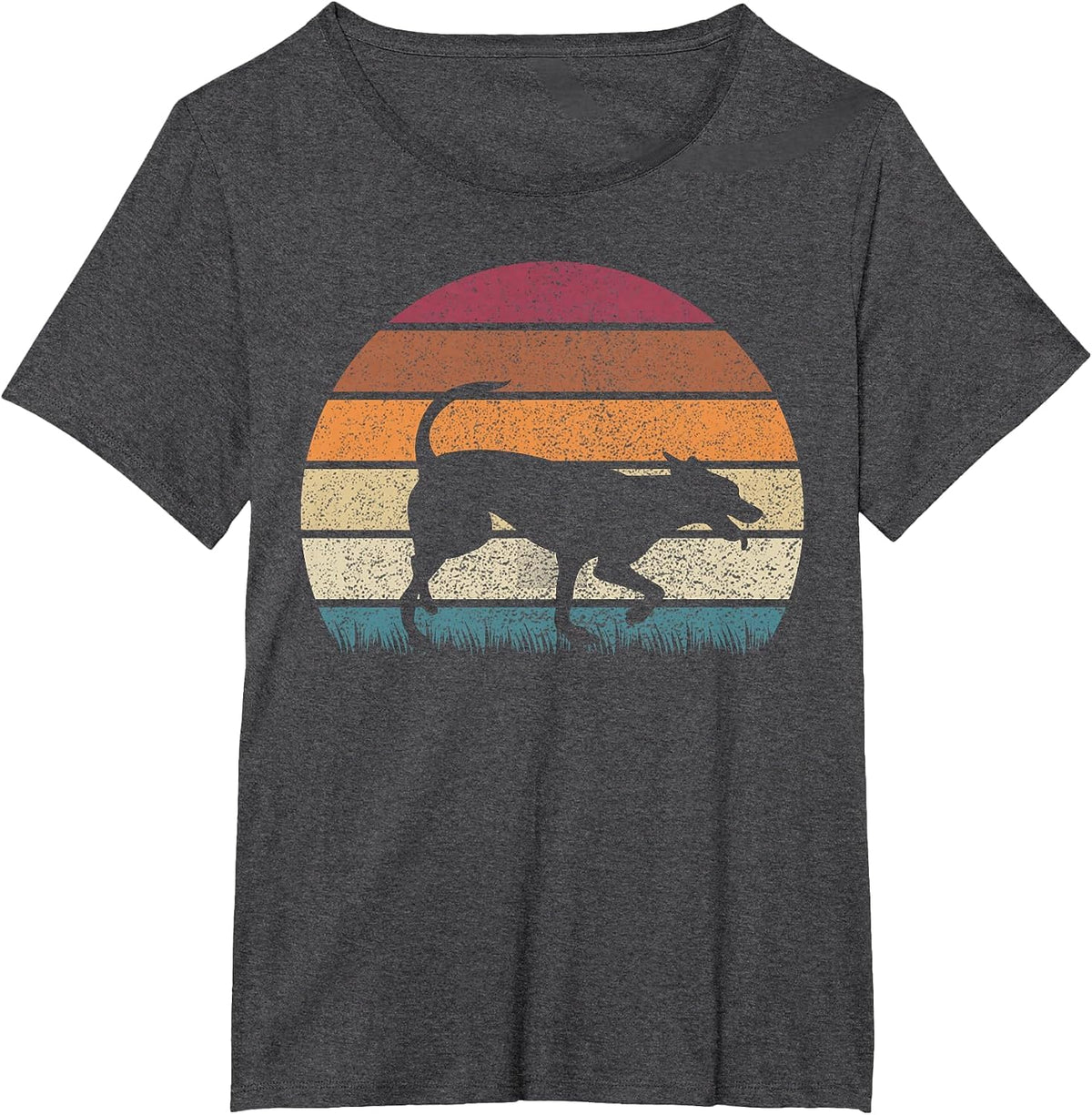 Vintage Retro Sunset Formosan Mountain Dog Lover Distressed T-Shirt - Dark Heather Grey