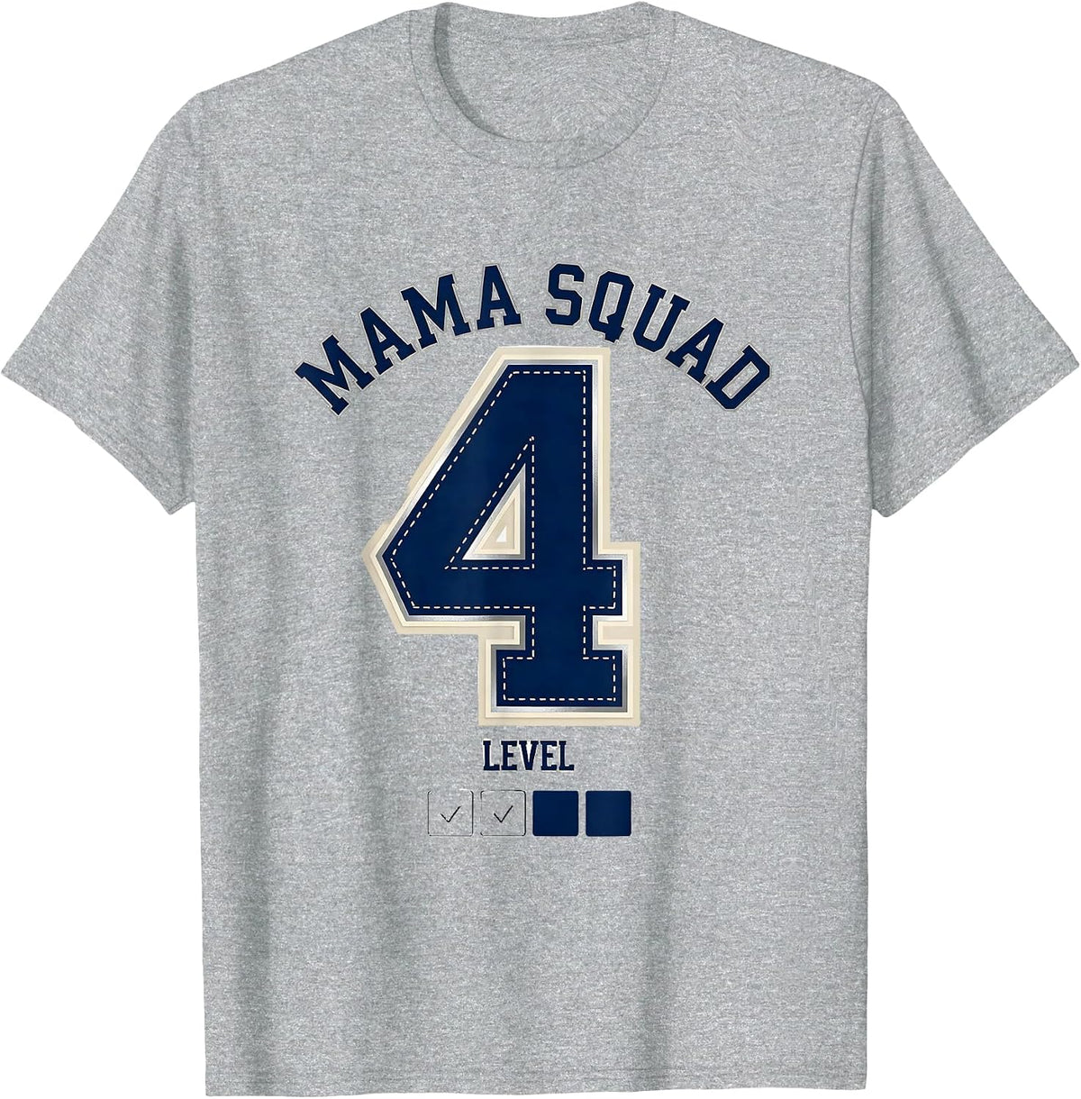 Men's Mama Squad Level 4 Sparkle Varsity Twin Pregnancy T-Shirt - Heather Grey