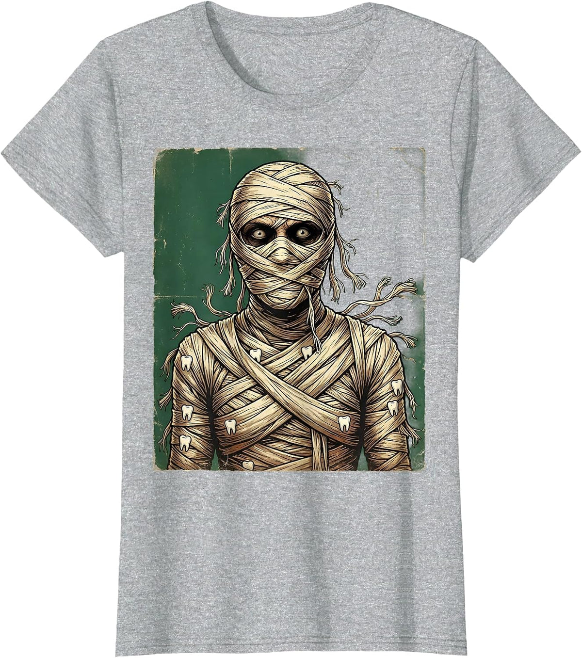 Dental Floss Mummy Funny Halloween Costume T-Shirt - Heather Grey