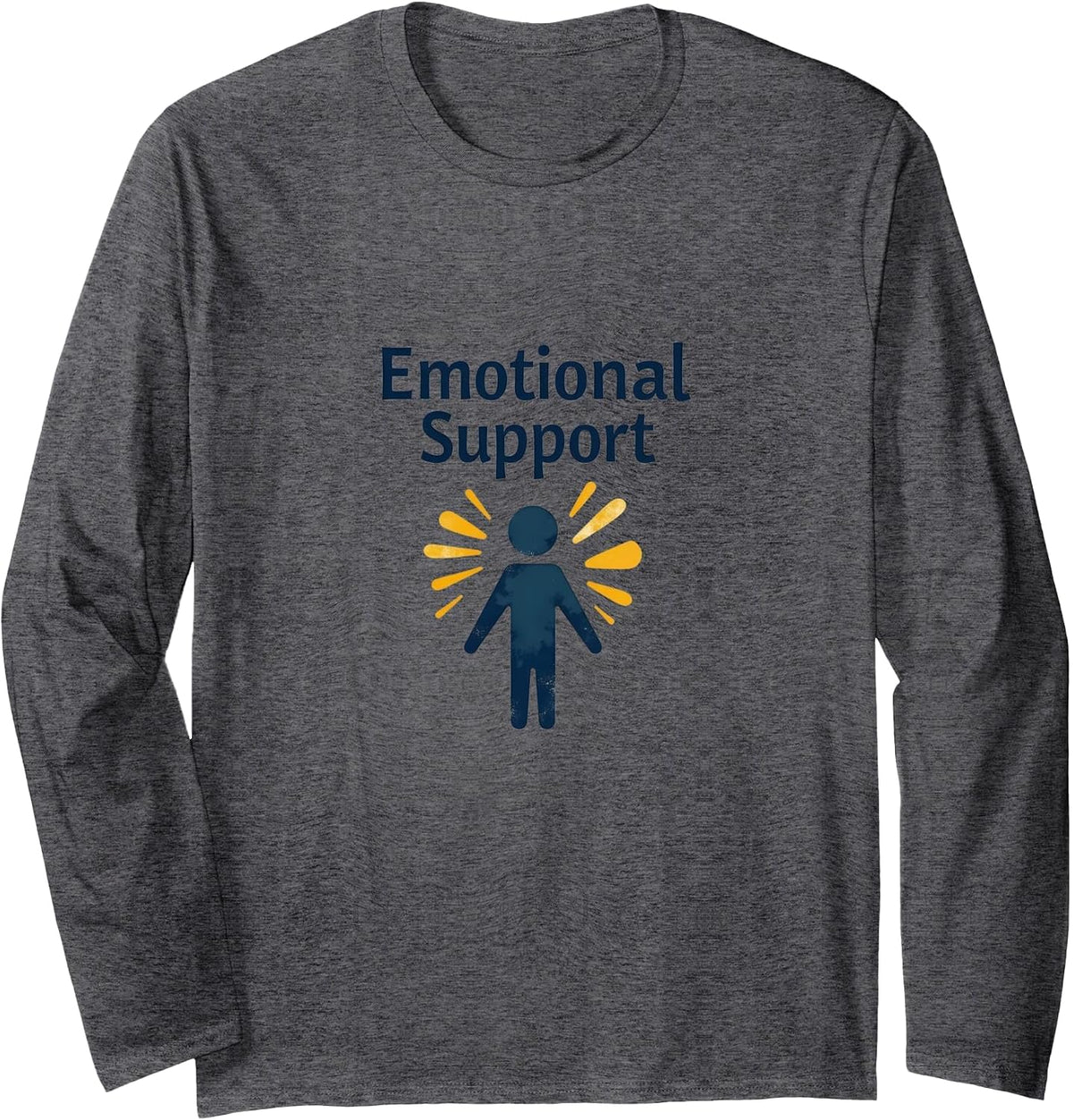 Emotional Support Icon Mental Health Wellness Long Sleeve T-Shirt - Adult Unisex Dark Heather Grey