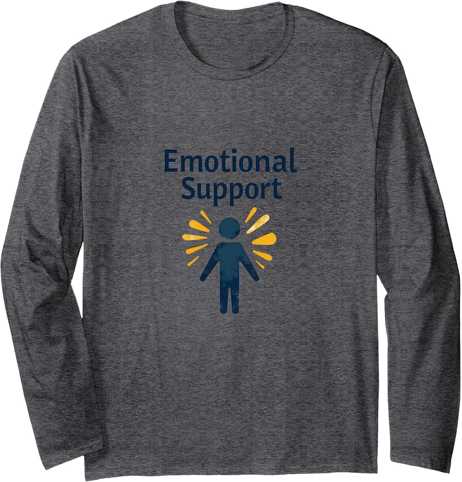 Emotional Support Icon Mental Health Wellness Long Sleeve T-Shirt - Adult Unisex Dark Heather Grey