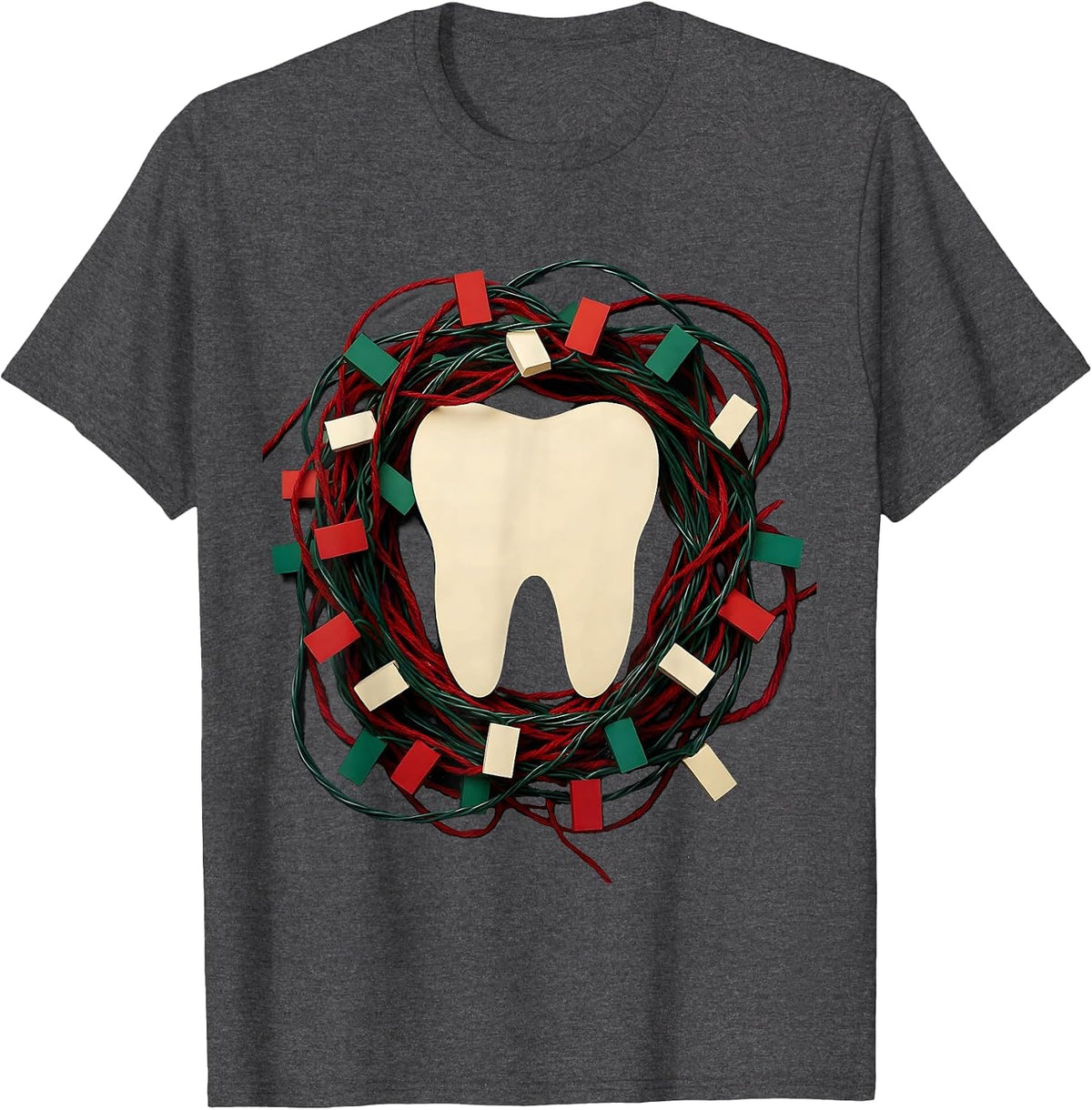 Broad Twin-Root Molar Dental Christmas Humor Dentist Gift T-Shirt - Dark Heather Grey