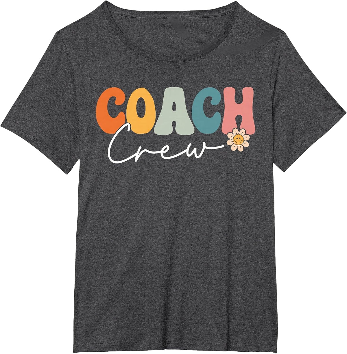 Coach Crew Team Retro Groovy Vintage First Day of School T-Shirt - Dark Heather Grey