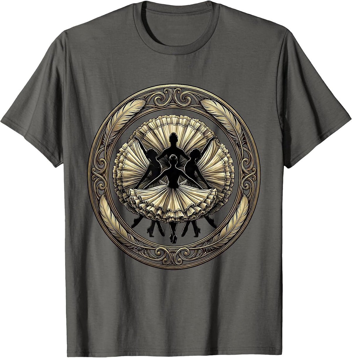 Cancan Dancer Row Showgirl Era Graphic T-Shirt - Asphalt Grey