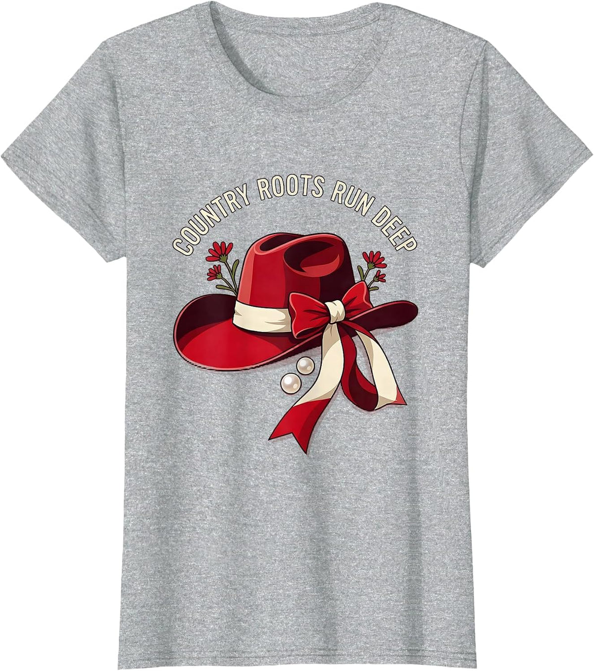 Country Roots Run Deep Cowgirl Design T-Shirt - Heather Grey