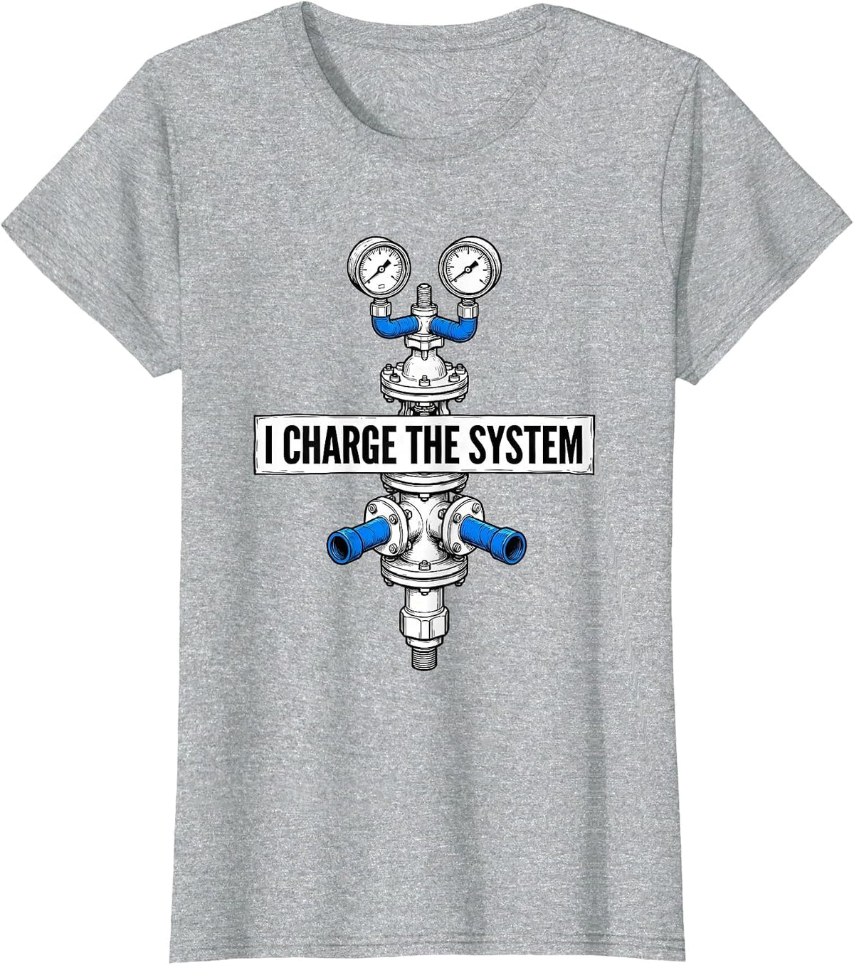 Women's I Charge The System Funny HVAC Technician Charging Pride T-Shirt - Heather Grey