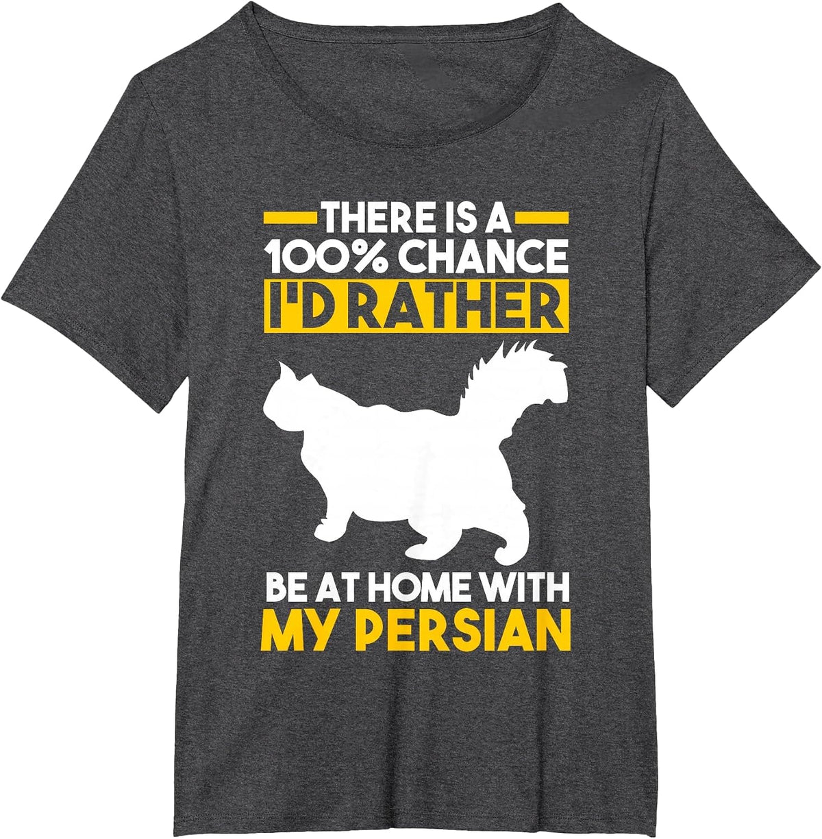 Cat Persian T-Shirt - Dark Heather Grey