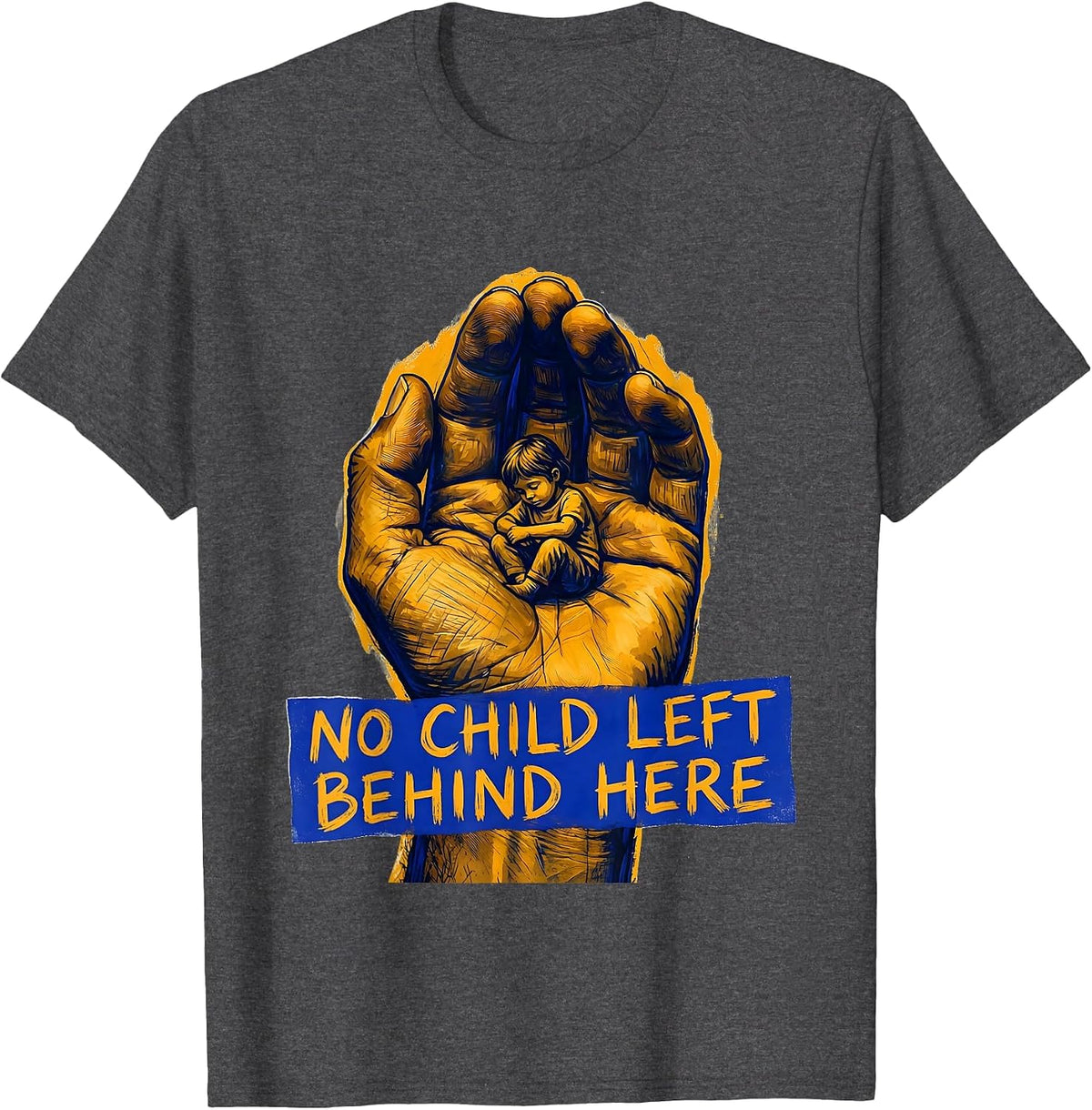 Men's No Child Left Behind Here Sped Teacher Design T-Shirt - Dark Heather Grey