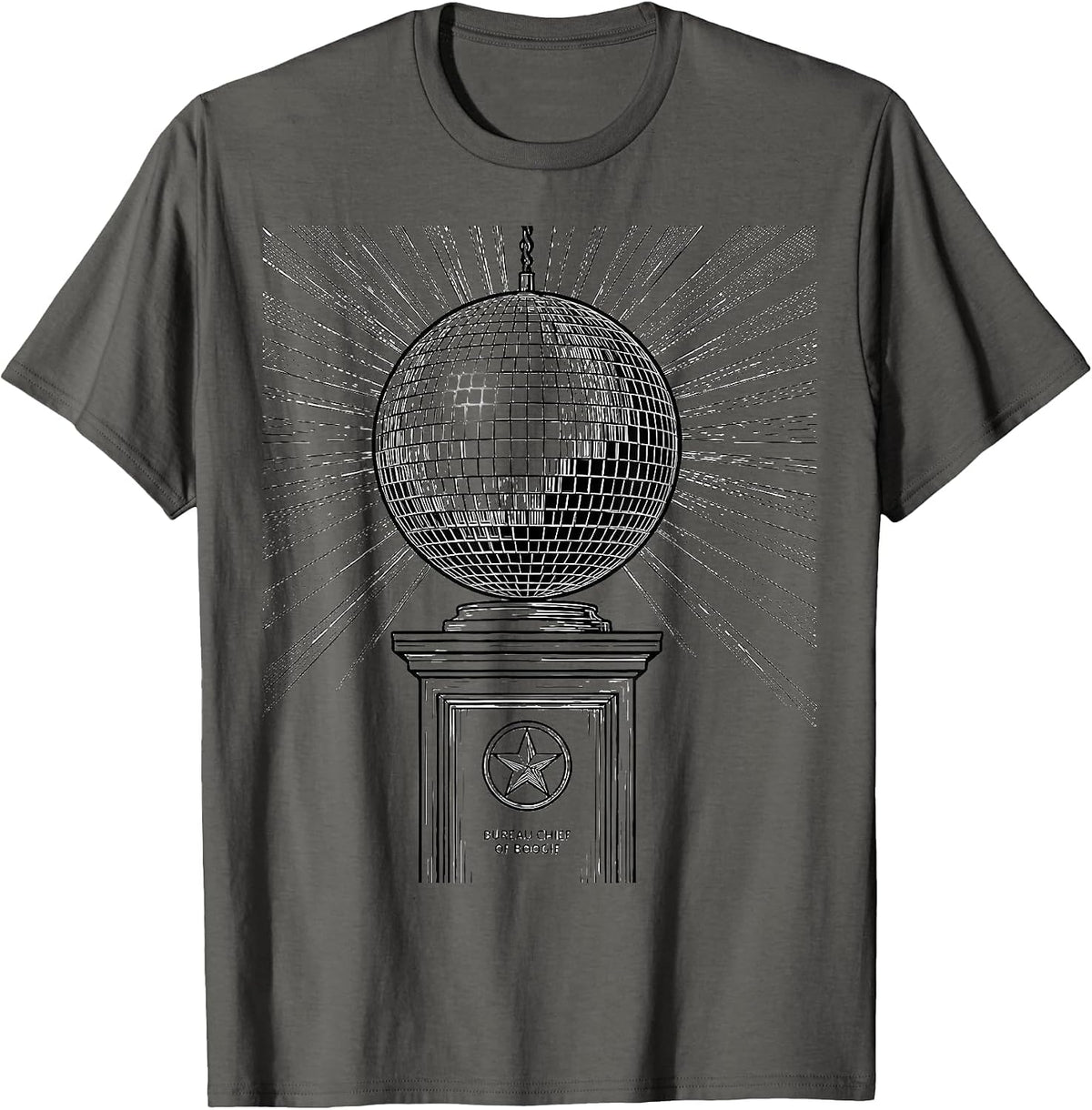 Bureau Chief of Boogie Retro 70s Disco Party Humor T-Shirt - Asphalt Grey