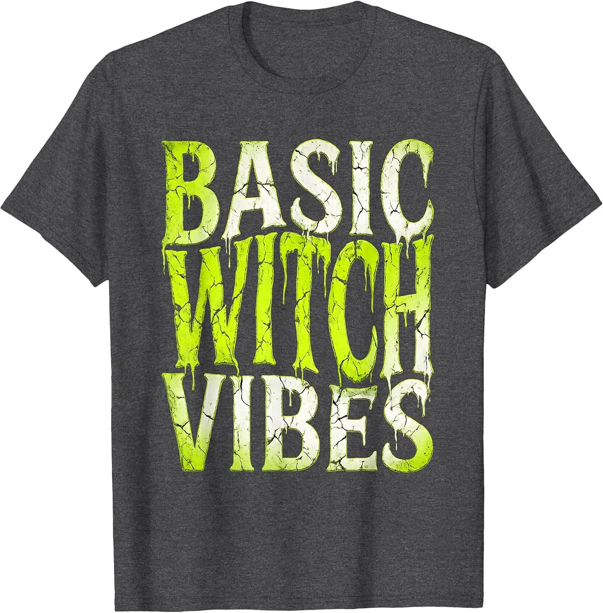 Basic Witch Vibes Spooky Season Design T-Shirt - Dark Heather Grey