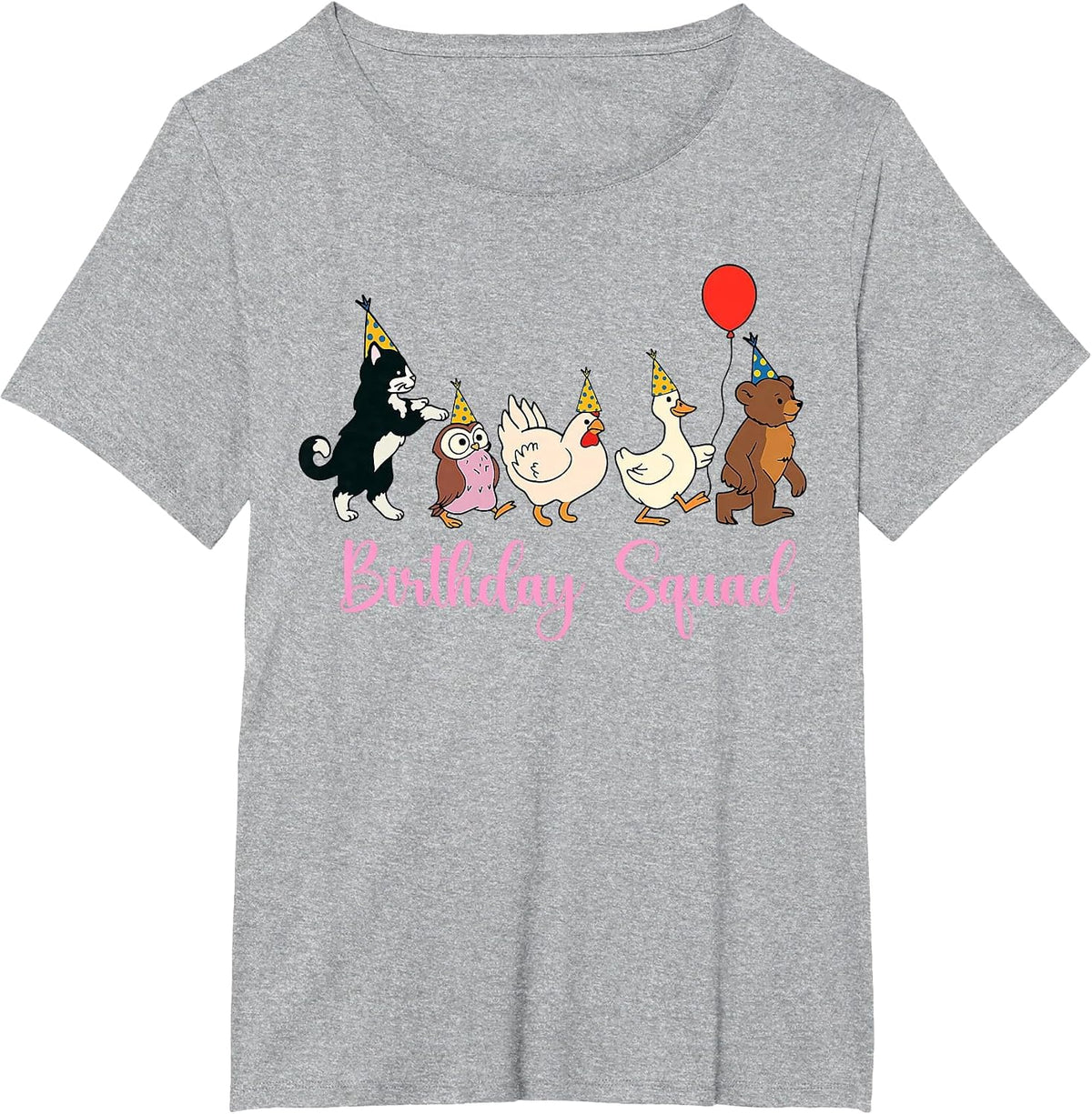Funny Birthday Squad Animals Party Design for Child T-Shirt - Heather Grey