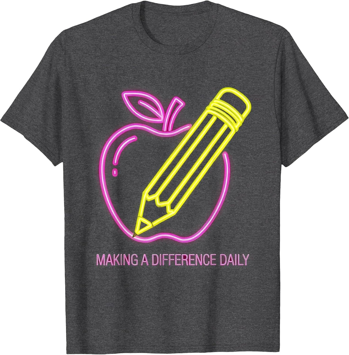 Making a Difference Daily Labor Day Teacher Design T-Shirt - Dark Heather Grey
