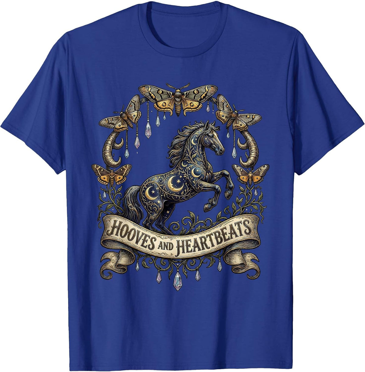Hooves and Heartbeats Horse Lover Design T-Shirt - Royal Blue