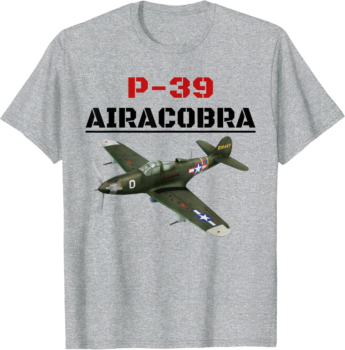 A Great P-39 Airacobra Aviation t-Shirt. T-Shirt - Heather Grey