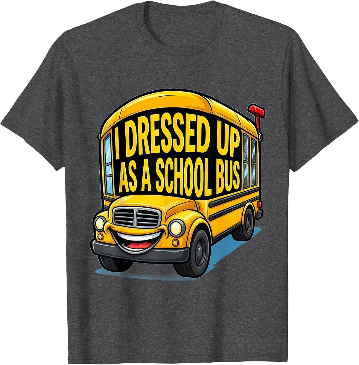Men's I Dressed Up As A School Bus Funny Cartoon Halloween Costume T-Shirt - Dark Heather Grey