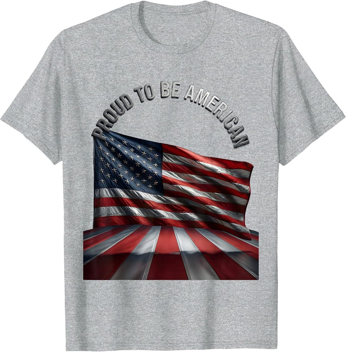 Men's Proud to Be American Flag Patriotic Design T-Shirt - Heather Grey