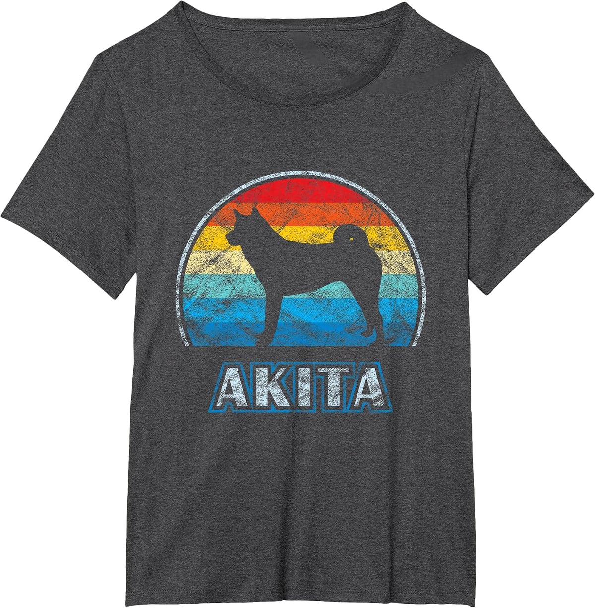 Akita Vintage Design Dog T-Shirt - Dark Heather Grey