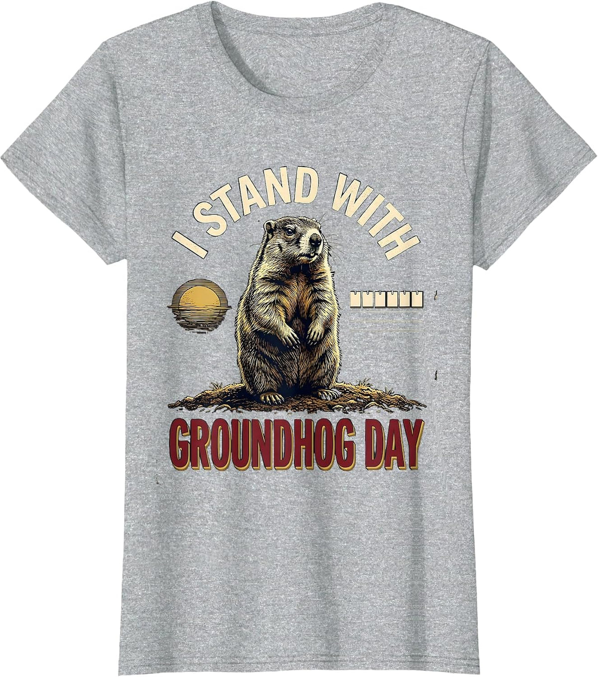Women's I Stand With Groundhog Day Funny Groundhog Day Gift T-Shirt - Heather Grey