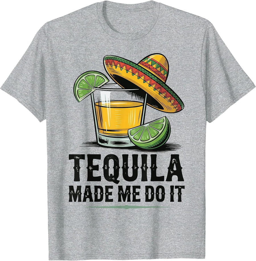 Tequila Made Me Do It T-Shirt - Heather Grey