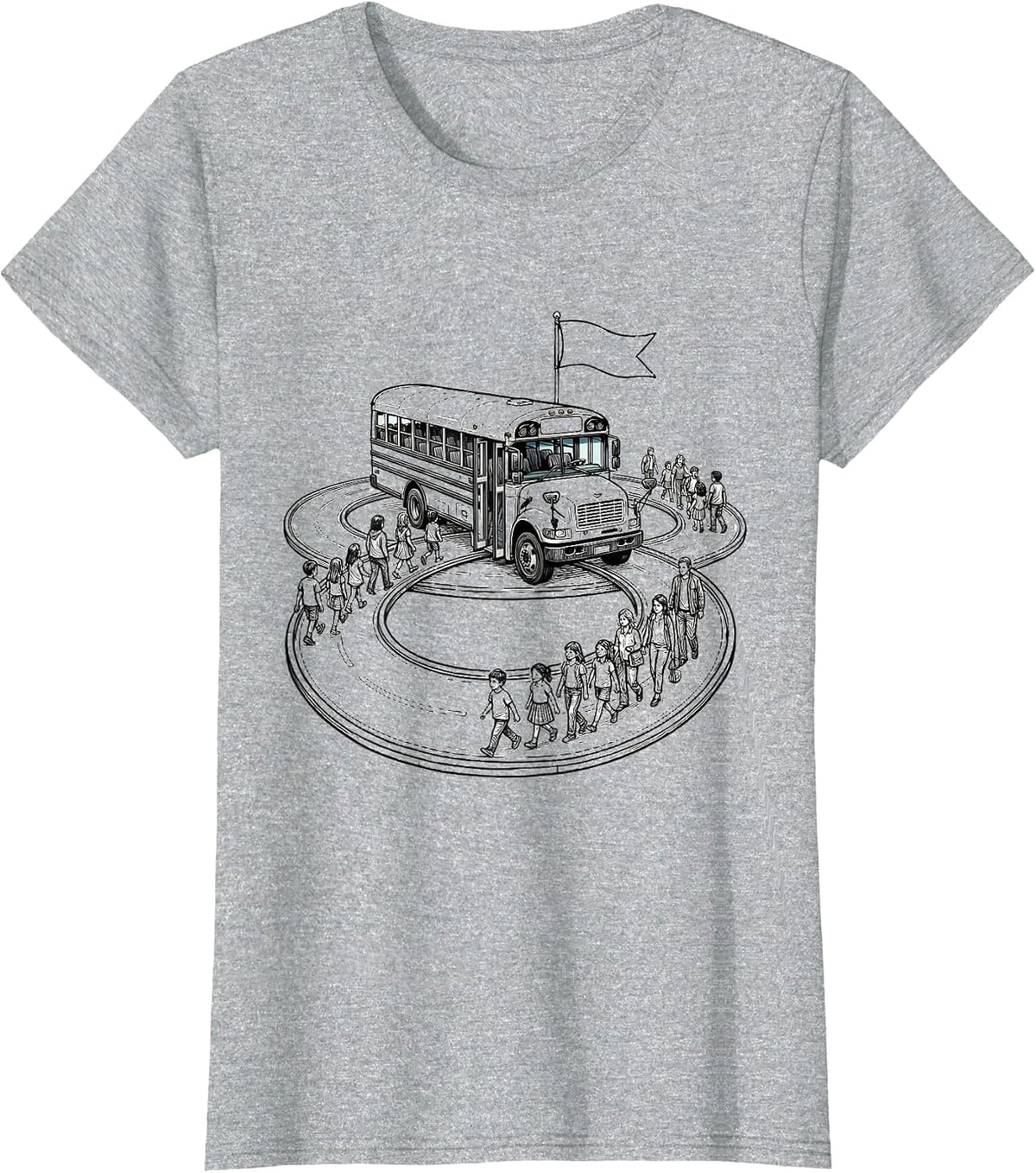 School Bus Field Trip Humor Teacher Student T-Shirt - Heather Grey
