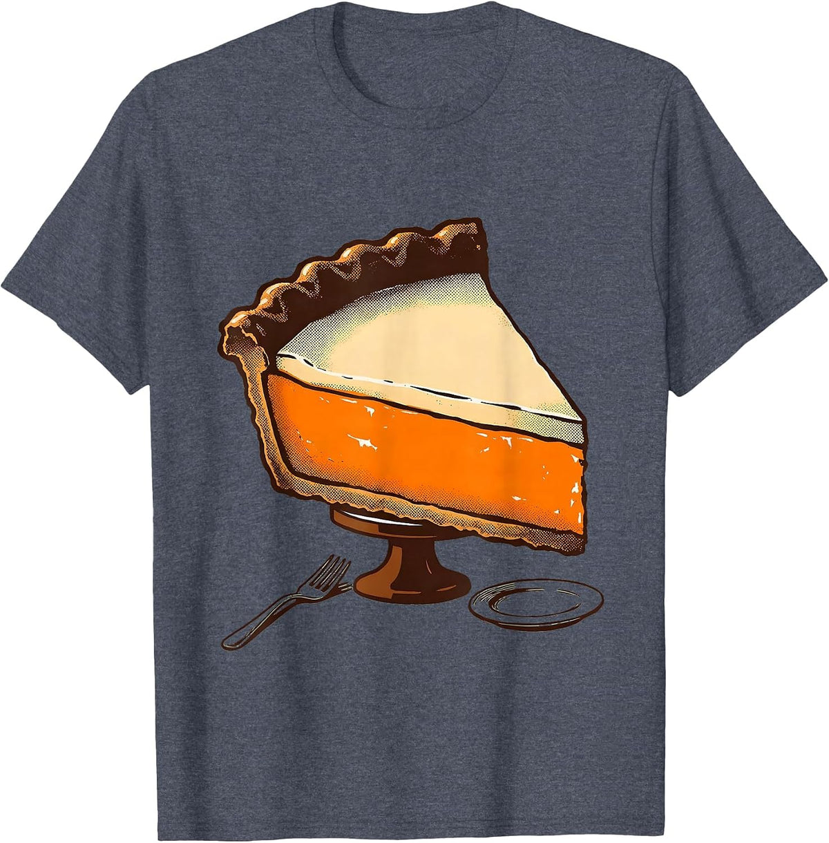 Pumpkin Pie Wedge Funny Thanksgiving Dessert Humor T-Shirt - Heather Blue