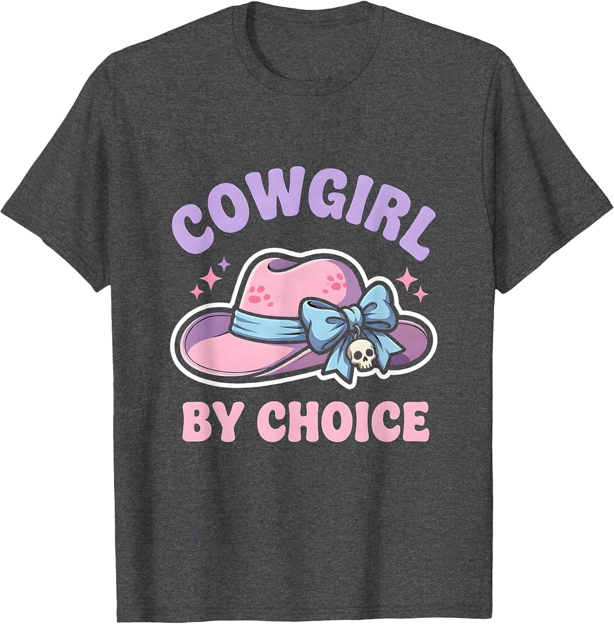 Men's Cowgirl By Choice Western Girls Design T-Shirt - Dark Heather Grey