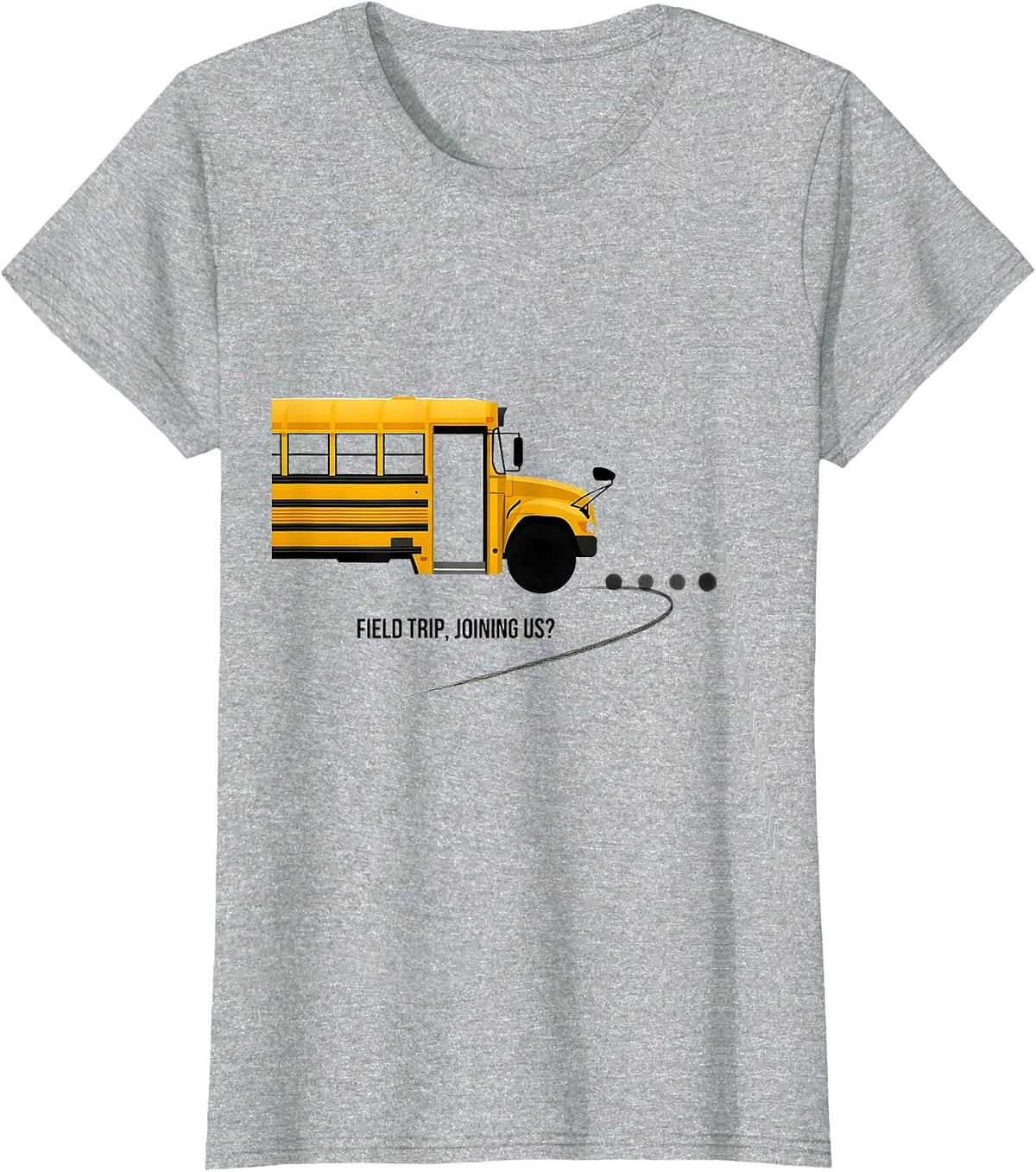 Field Trip Joining Us Minimalist School Bus Teacher Humor T-Shirt - Heather Grey