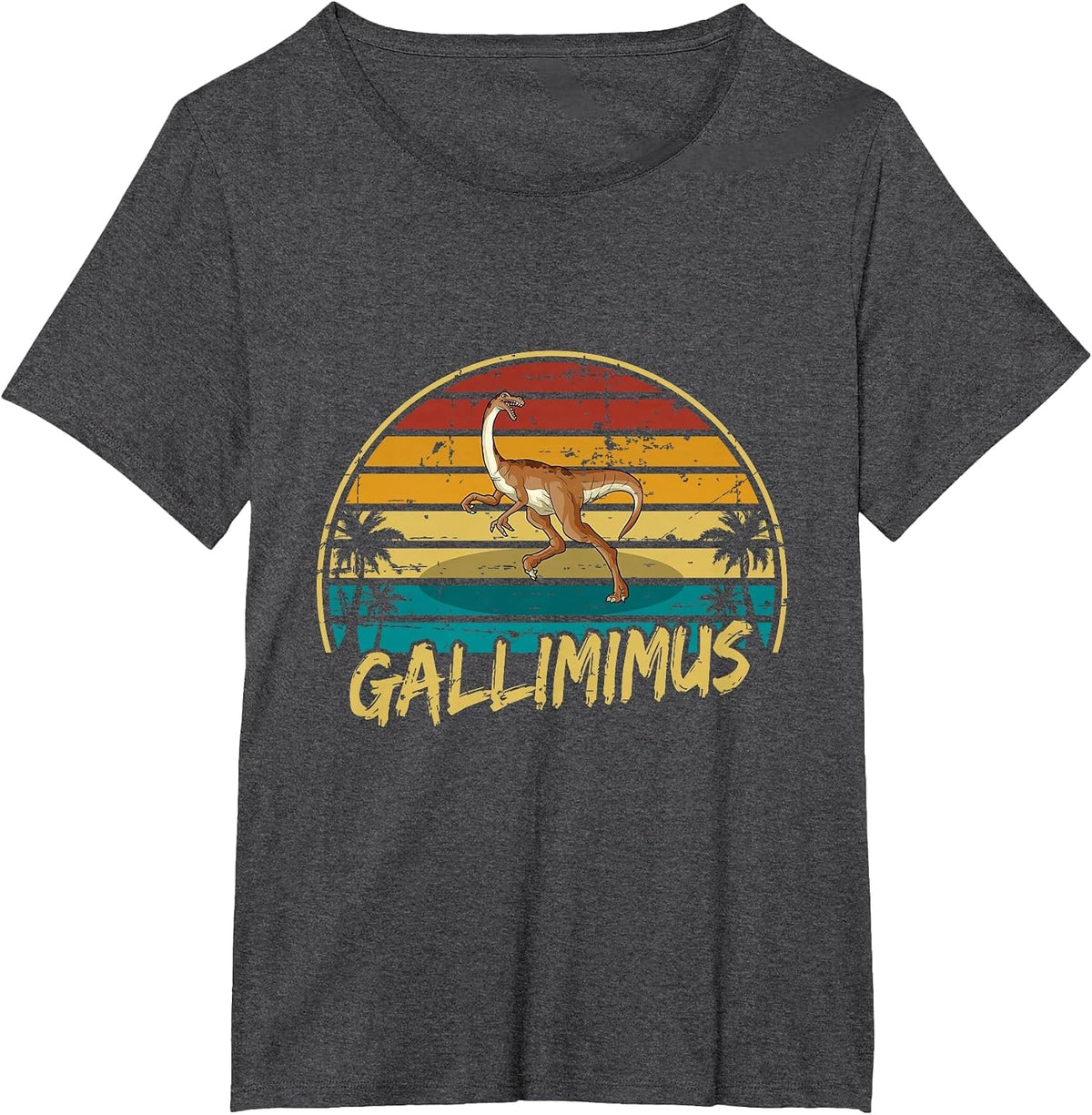 Dino Gallimimus Dinosaur T-Shirt - Dark Heather Grey