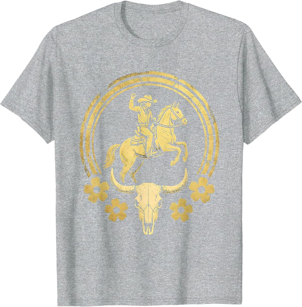 Men's Cowgirl Bucking Horse Western Rodeo Graphic T-Shirt - Heather Grey