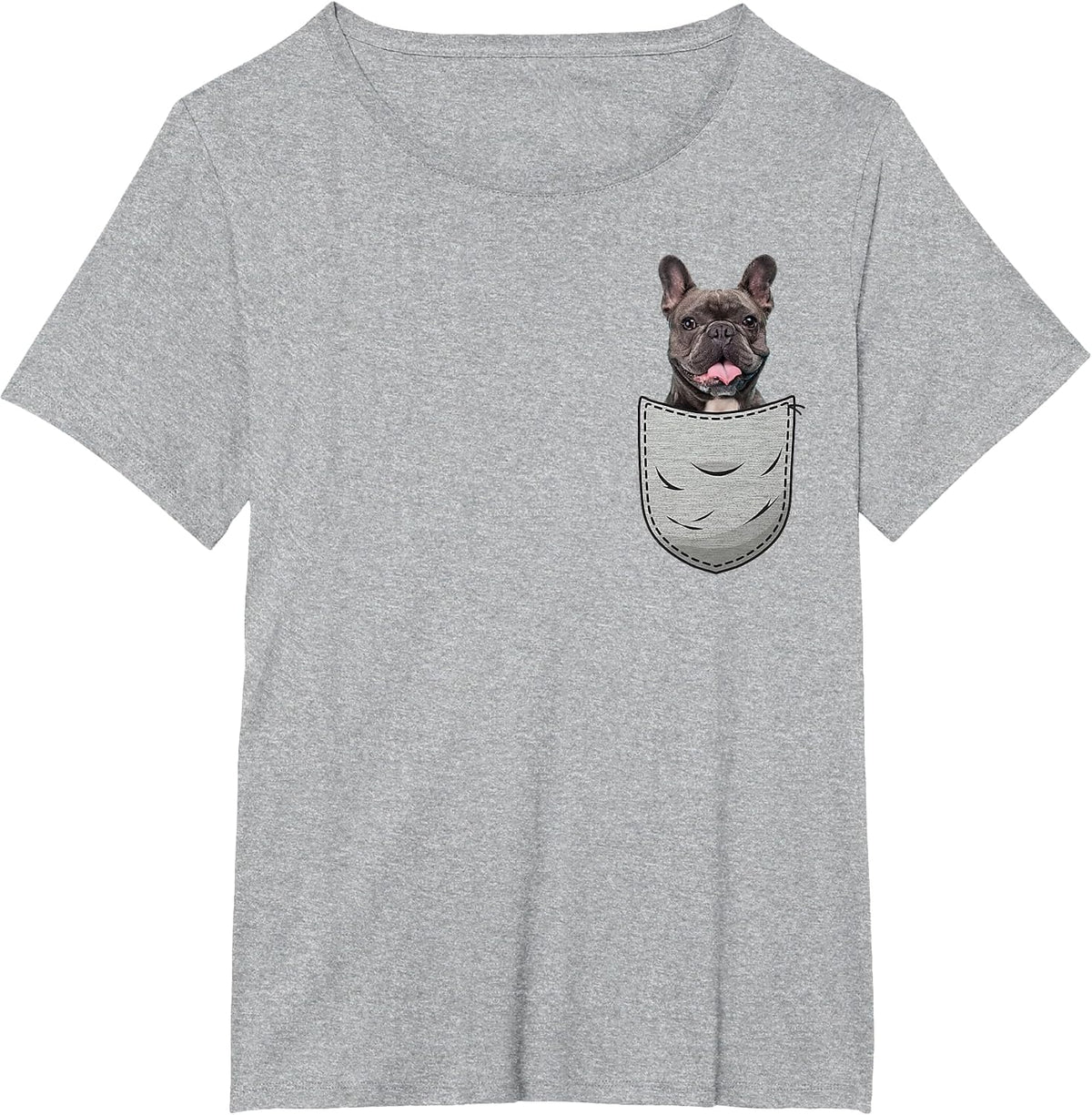 Frenchie French Bulldog Chest Pocket T-Shirt - Heather Grey