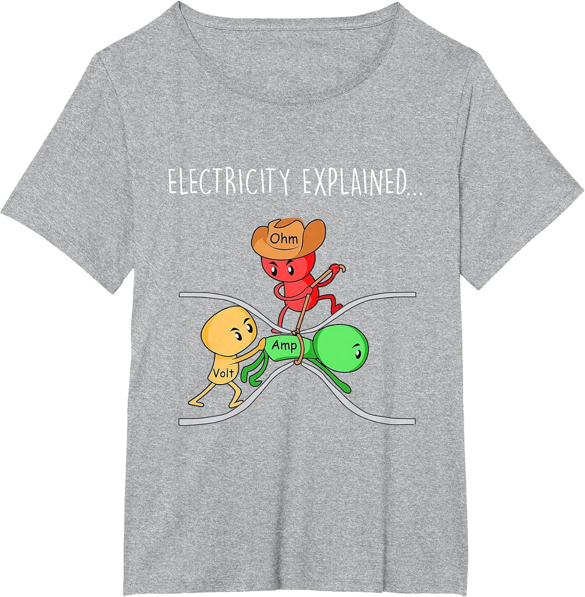 Funny Physics Teacher Electricity Explained Science Joke T-Shirt - Heather Grey