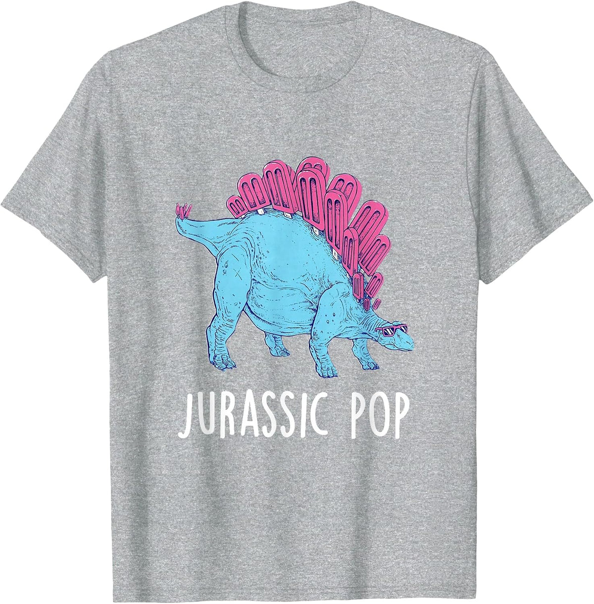 Popsicle Stegosaurus Funny Prehistoric Jurassic Puns T-Shirt - Heather Grey