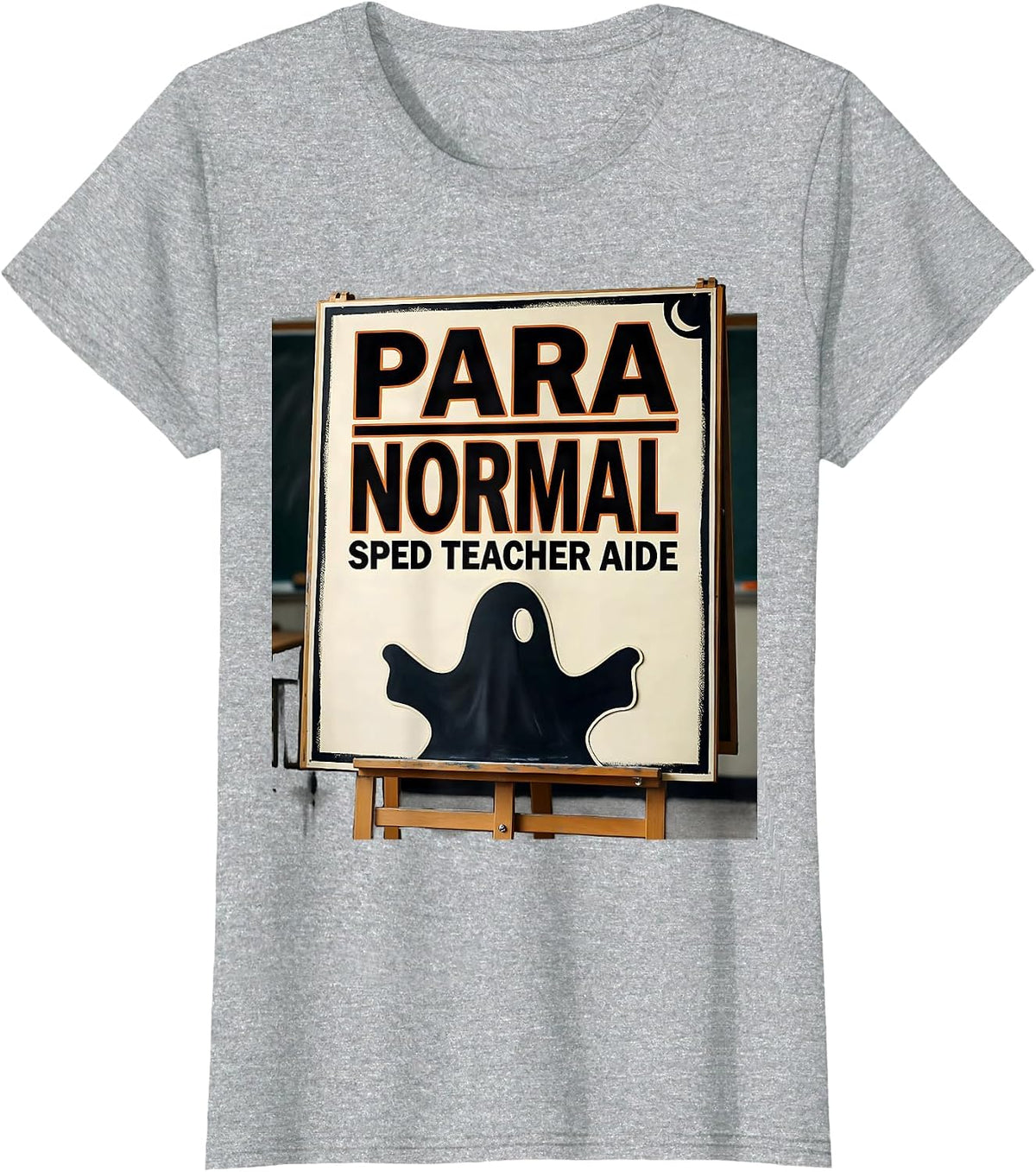 Para Normal SPED Teacher Aide Stencil Ghost Halloween T-Shirt - Heather Grey