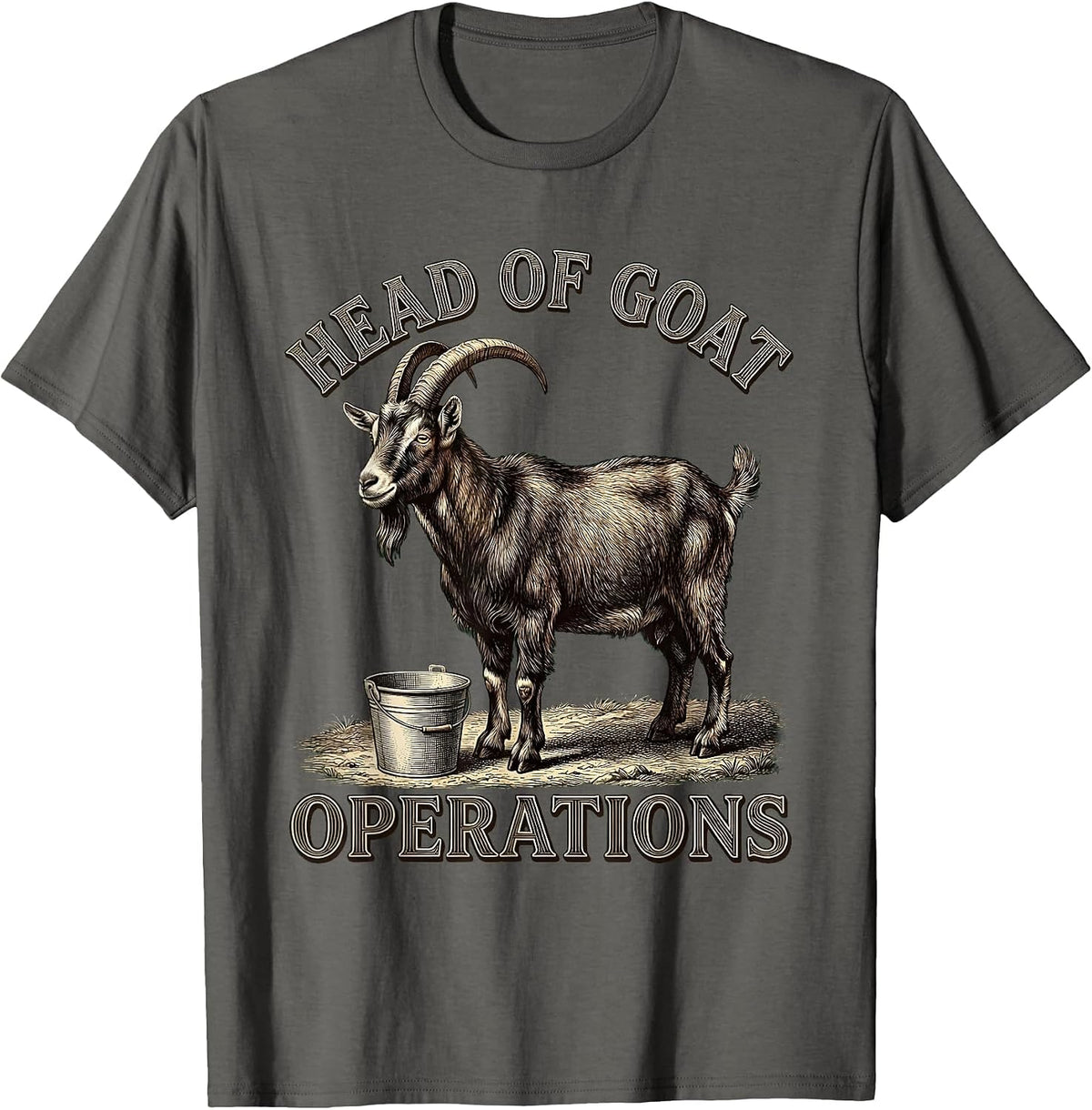Men's Head Of Goat Operations Funny Goat Lover Farm Humor T-Shirt - Asphalt Grey