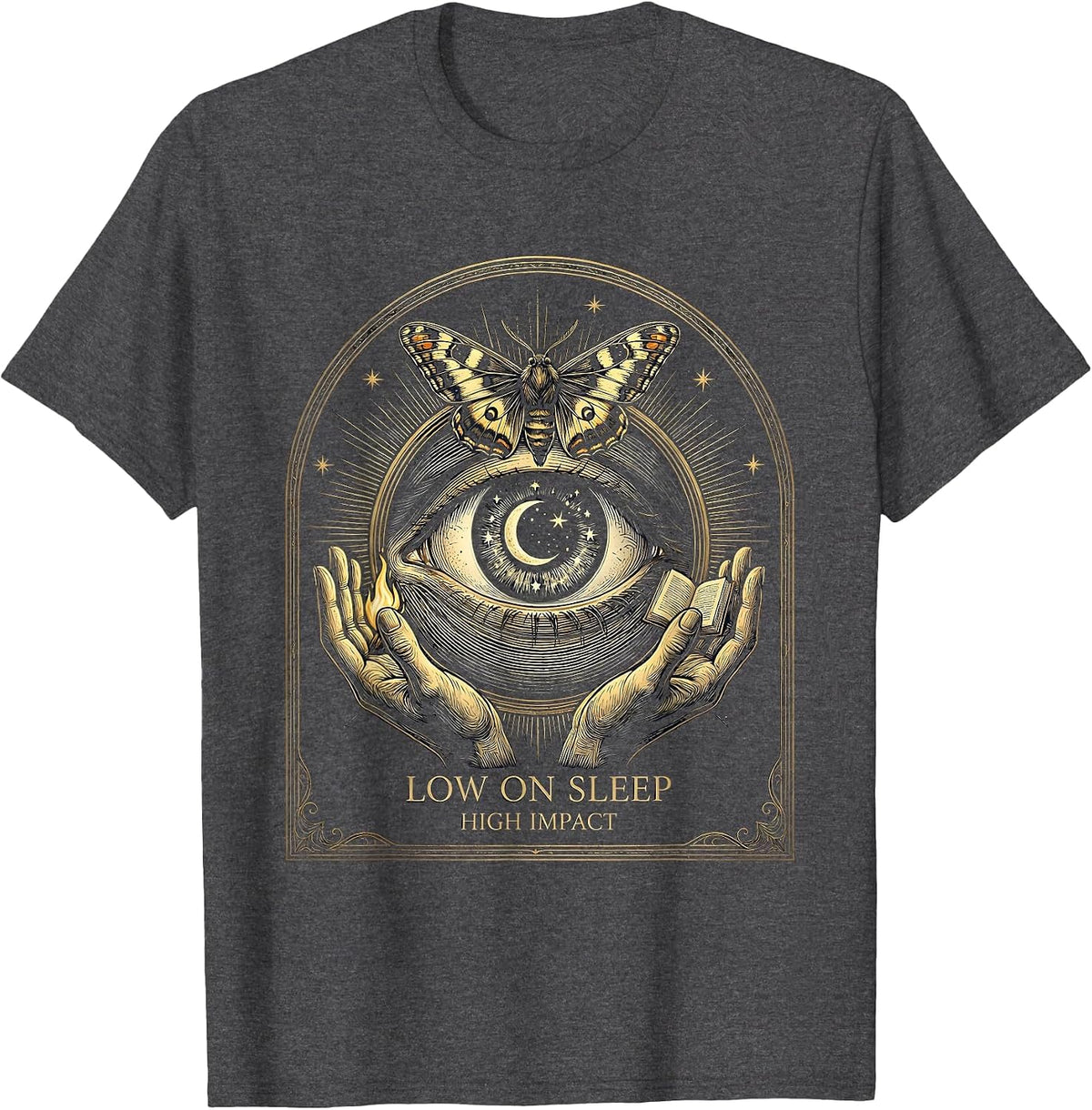 Men's Low on Sleep High Impact Teacher Life Design T-Shirt - Dark Heather Grey