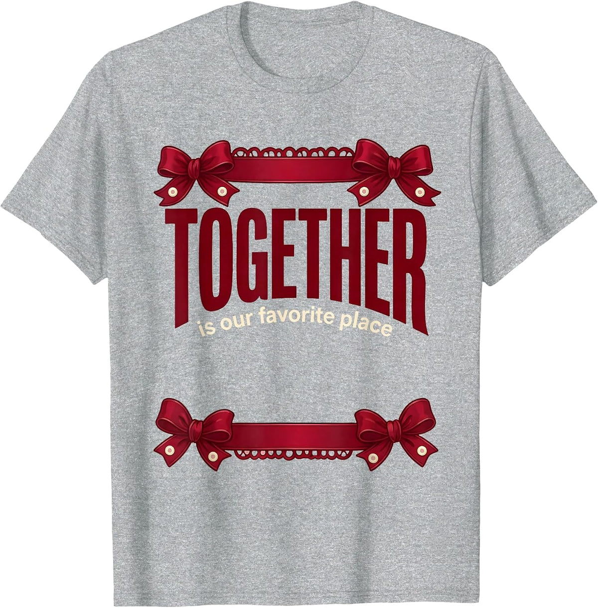 Men's Together Is Our Favorite Place Thanksgiving Design T-Shirt - Heather Grey